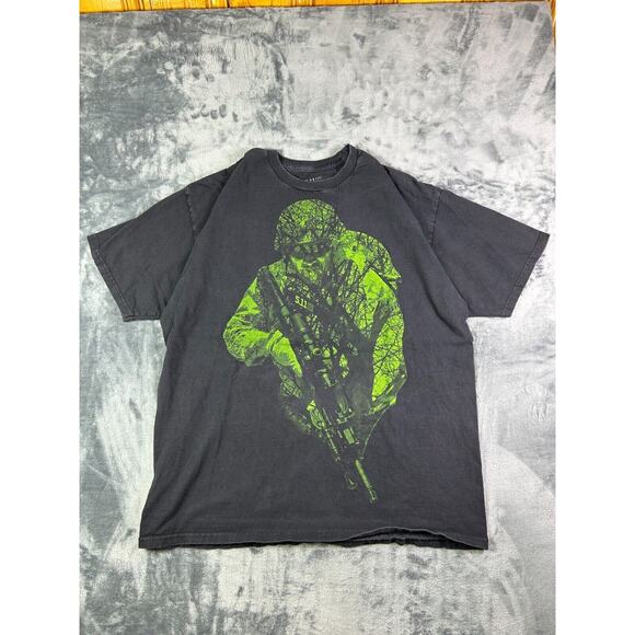 5.11 Tactical Camo Sniper Graphic T-Shirt XL Black‎ Operator Military Style Tee - Picture 1 of 7